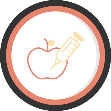 Şırıngalı elma ikonu ve yuvarlak gölgeli daire