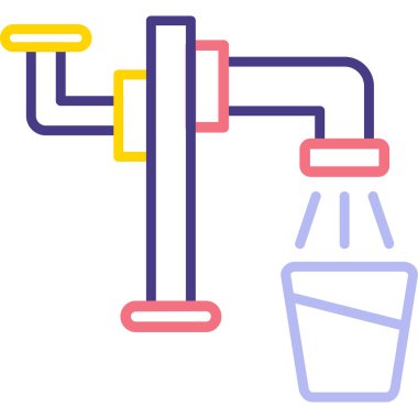 Musluk akan su ve cam, vektör, illüstrasyon