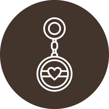 Yüzüklü kalp ve anahtar ikon vektör çizimi