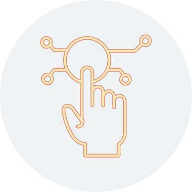 Bir el imleci ile izole edilmiş çizgi resim simgesi