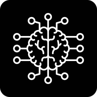 Yapay zeka ikonu. Vektör illüstrasyonu izole ve siyah