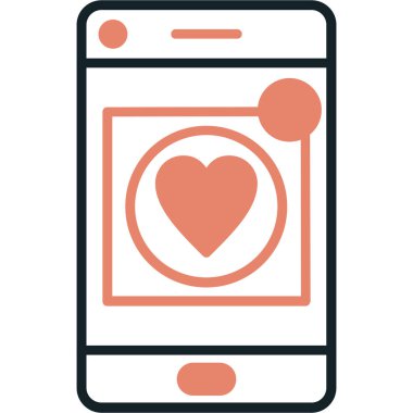 Mobil aşk kalp simgesi düz stil