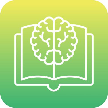 beyin ve okuma kitabı simgesi dijital yeşil