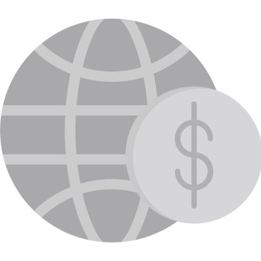 küresel dolar işareti simgesi, vektör illüstrasyonu