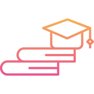 mezuniyet şapkası ve kalem satırı gradyan simgesi