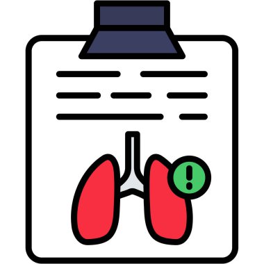 Tıbbi rapor simgesine sahip akciğerler renk ana hatları vektörü