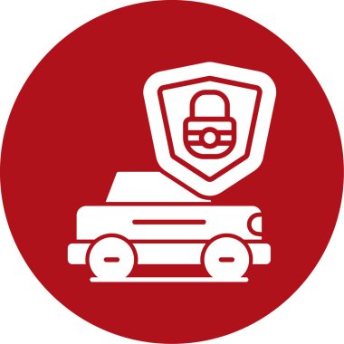 Güvenlik kalkanı sembollü araba simgesi