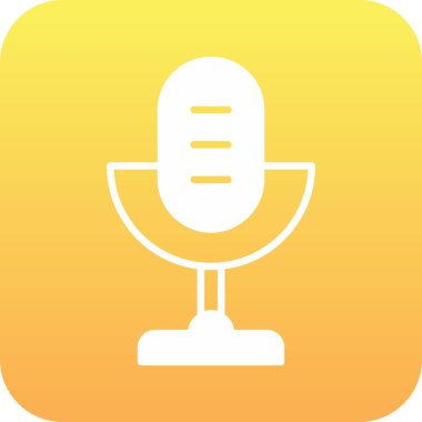 mikrofon vektör simgesi. Sarı arkaplanda basit bir vektör illüstrasyonu