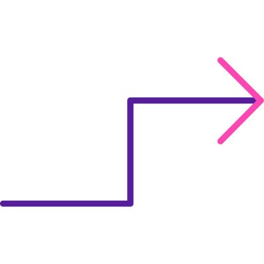 yatay eğimli mor ok simgesi dış hat biçiminde