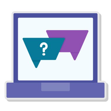 bilgisayar ve soru işareti simgesi, düz biçim