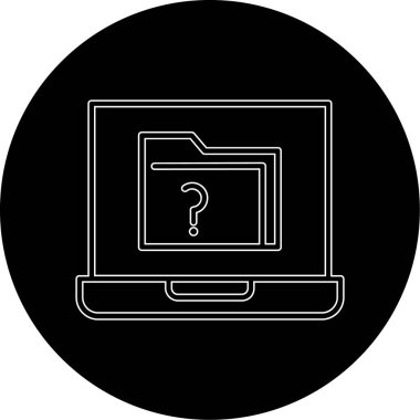 dizüstü bilgisayar ve soru işareti simgesi, vektör illüstrasyonu