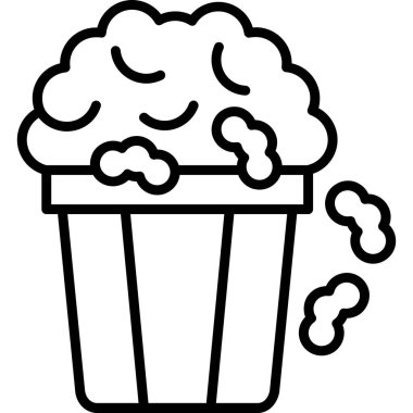 Patlamış mısır ikonu. Beyaz arkaplanda izole edilmiş web tasarımı için ana patlamış mısır vektör simgesi