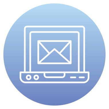 Web simgesi, e-posta imzalı dizüstü bilgisayarın vektör illüstrasyonu ve monitörü