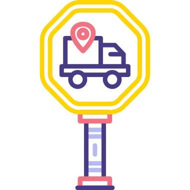 Konum simgesi vektör illüstrasyon tasarımlı kamyon