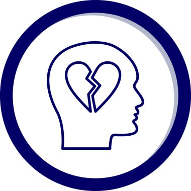 Kırık kalp düz yuvarlanmış vektör simgesi