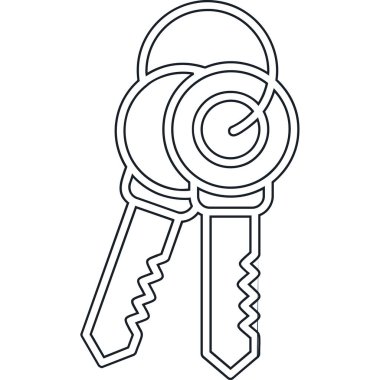 Anahtar simgesi. Anahtar vektör simgesi web için anahat çizimi