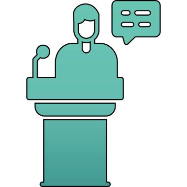 Konuşma konferansı ikonu. Web için konuşma baloncukları vektör simgelerinin basit çizimi