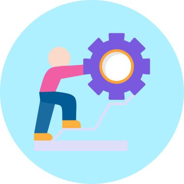 Vites tekerleği ve ampul vektör illüstrasyon tasarımına sahip iş adamı