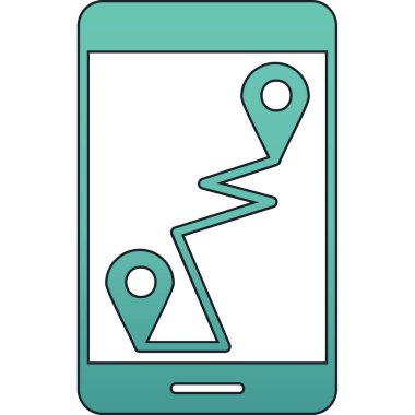 Akıllı telefon konum GPS simgesi. ana hat haritası konum konumu konum vektör renk ağı izole