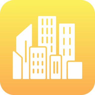 Beyaz arkaplanda izole edilmiş herhangi bir tasarım vektörü için şehir binaları simgesi dijital