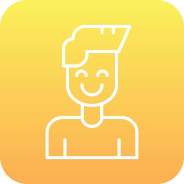 Gülümseme simgesi olan avatar adam, vektör illüstrasyonu