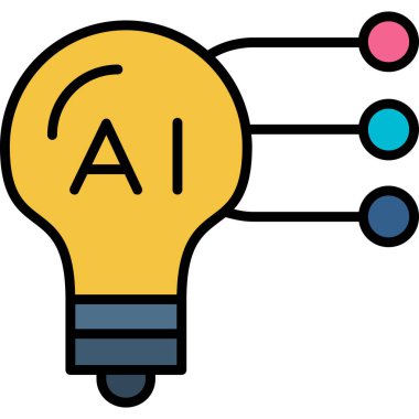 yapay zeka renk ikonu vektör illüstrasyonu