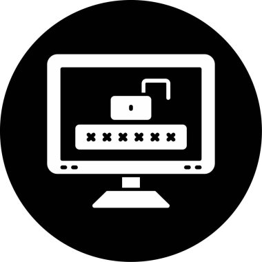 Kilit simgesi olan bir laptop. Web için dizüstü bilgisayar vektör simgesinin basit çizimi