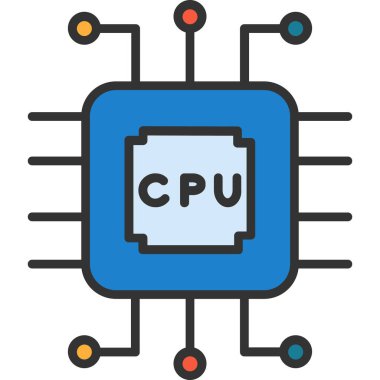 beyaz arkaplanda izole edilmiş taslak biçimli çip simgesi.