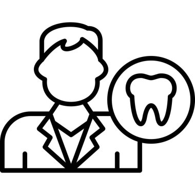 dişçi diş çizgisi simgesi, diş vektörü illüstrasyonu kavramı, dış hat işareti, doğrusal sembol.