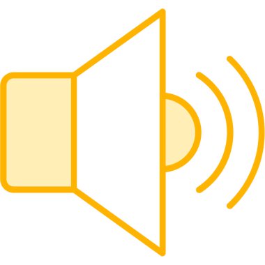 Ses dalgaları yayan basit bir hoparlör simgesi