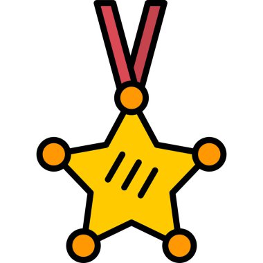 ödül yıldızı simgesi renk ana hatları vektörü