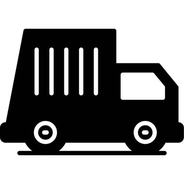 Teslimat kamyonu ikonu. Beyaz arkaplanda izole edilmiş web tasarımı için basit bir dağıtım kamyonu vektör simgesi