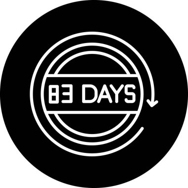 36 gün siyah ikon, konsept vektör, sembol, düz çizim. İllüstrasyon, logo çizimi, düz biçim.