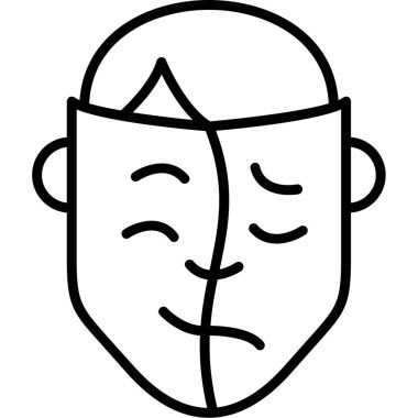 insan yüzlü baş, yüz derisinin ana hatları, vektör illüstrasyonu