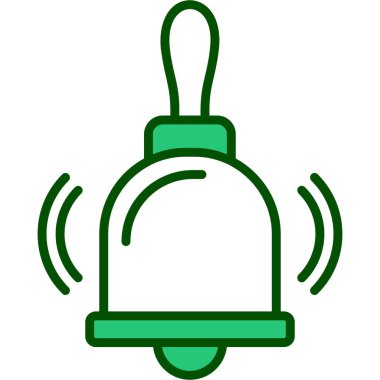 Beyaz arkaplanda izole edilmiş çan simgesi ve vektör illüstrasyonu