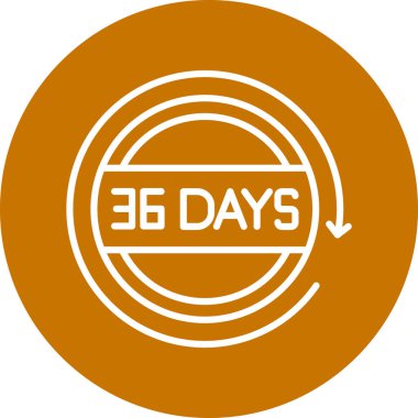 Beyaz arkaplanda izole edilmiş vektör çemberindeki 34 günlük simge