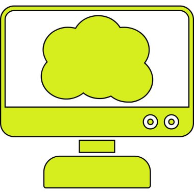 Bilgisayar monitörü simgesi, vektör illüstrasyonu beyaz arkaplanda izole edildi