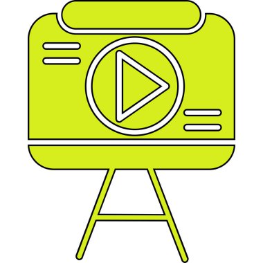 Video kamera simgesi. Web için video kamera vektör simgesinin özet çizimi