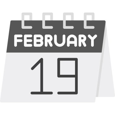 12 Şubat - Takvim simgesi - Şubatta düz stil, iş illüstrasyonu