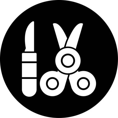 Siyah simgeli bir makasın vektör çizimi