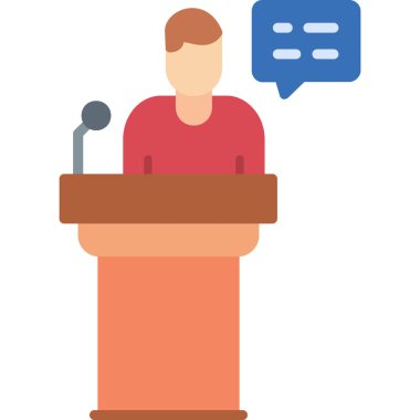 Podyumda bir adamla konuşma balonu