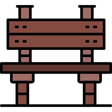 Tahta bank ikonu. Taslak ahşap bank vektör simgesi rengi düz izole