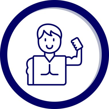 Mavi takım elbiseli ve kravatlı bir adamın vektör çizimi