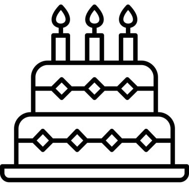 Pasta doğum günü pastası simgesi ana hatlarıyla