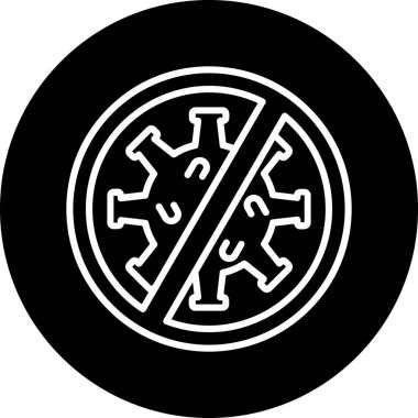 Virüs vektör simgesi yok. biçim düz daire içine alınmış sembol, siyah renk, yuvarlak açılar, beyaz arkaplan