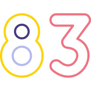 Çemberleri ve çizgileri olan renkli sayılar