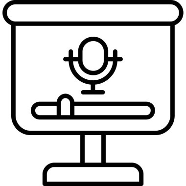 Yayın ikonu ana hatları vektörü. çevrimiçi yayın