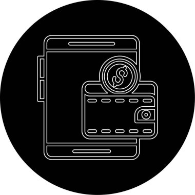 m-cüzdan simgesi, basit vektör çizim