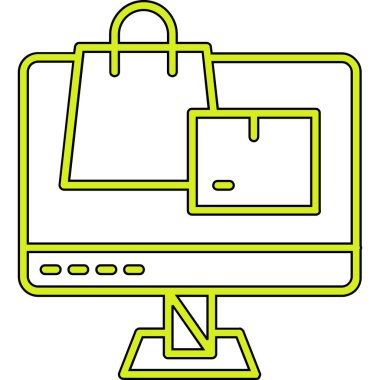 alışveriş çantası simgesi, vektör illüstrasyonlu dizüstü bilgisayar