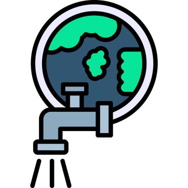 yeryüzü küresi rüzgar simgesi renk ana hatları vektörü